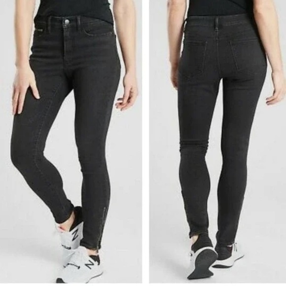 Athelta Sculptek Zip Ankle Stretch Skinny Jeans - Size 4 - carbon wash - Picture 2 of 13